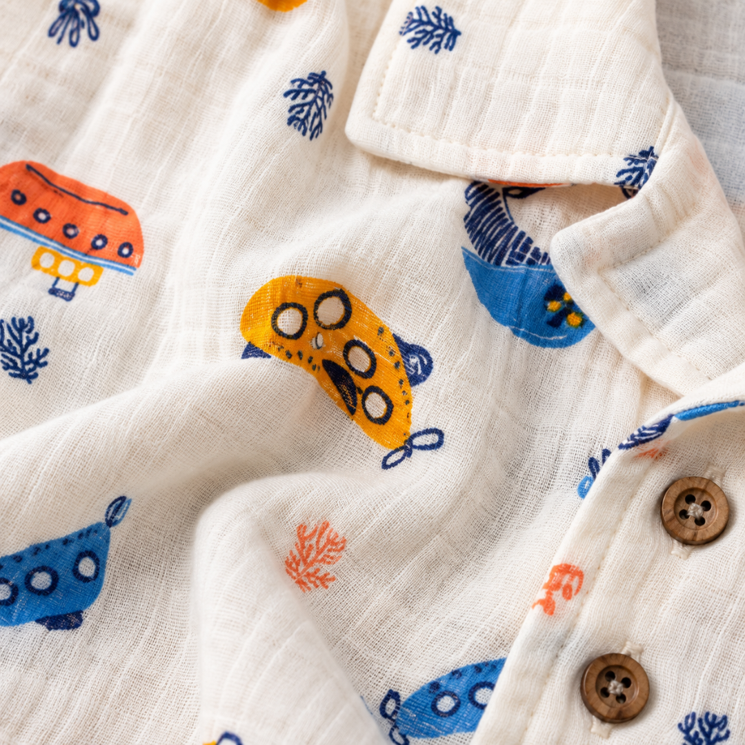 Crinkled Muslin Coord Set - Submarine