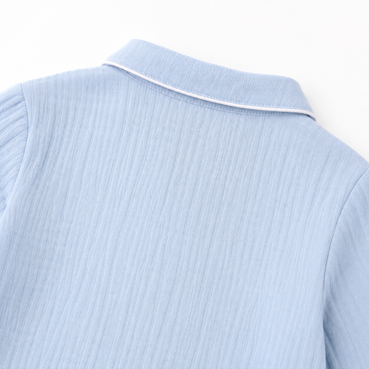 Crinkled Muslin Night Suit - Light Blue