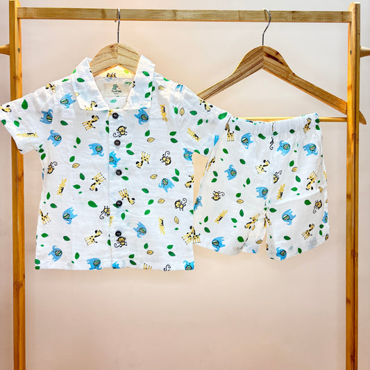 Organic Muslin Coord Set - Animals