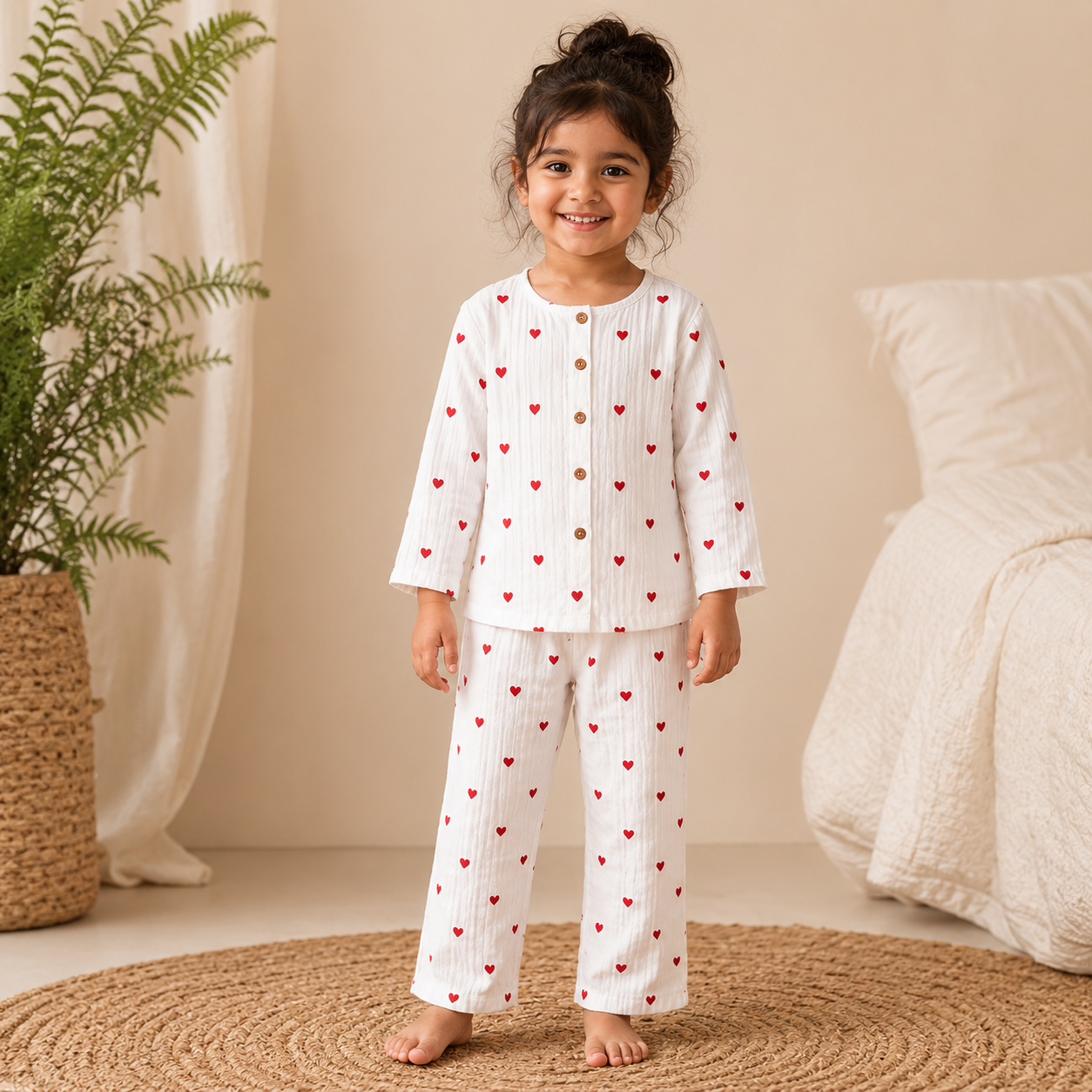 Hearts - Muslin Full Sleeve Sleep Suit