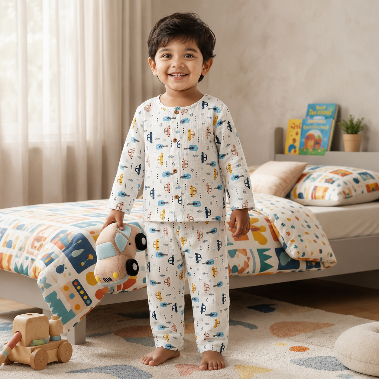 City - Muslin Full Sleeve Sleep Suit for kids (Unisex)