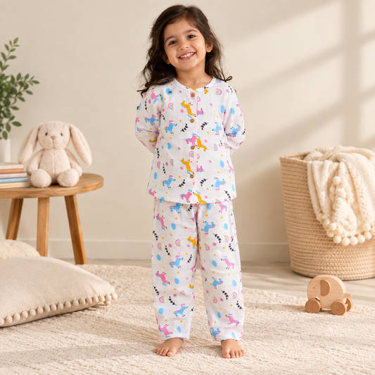 Unicorn - Muslin Full Sleeve Sleep Suit