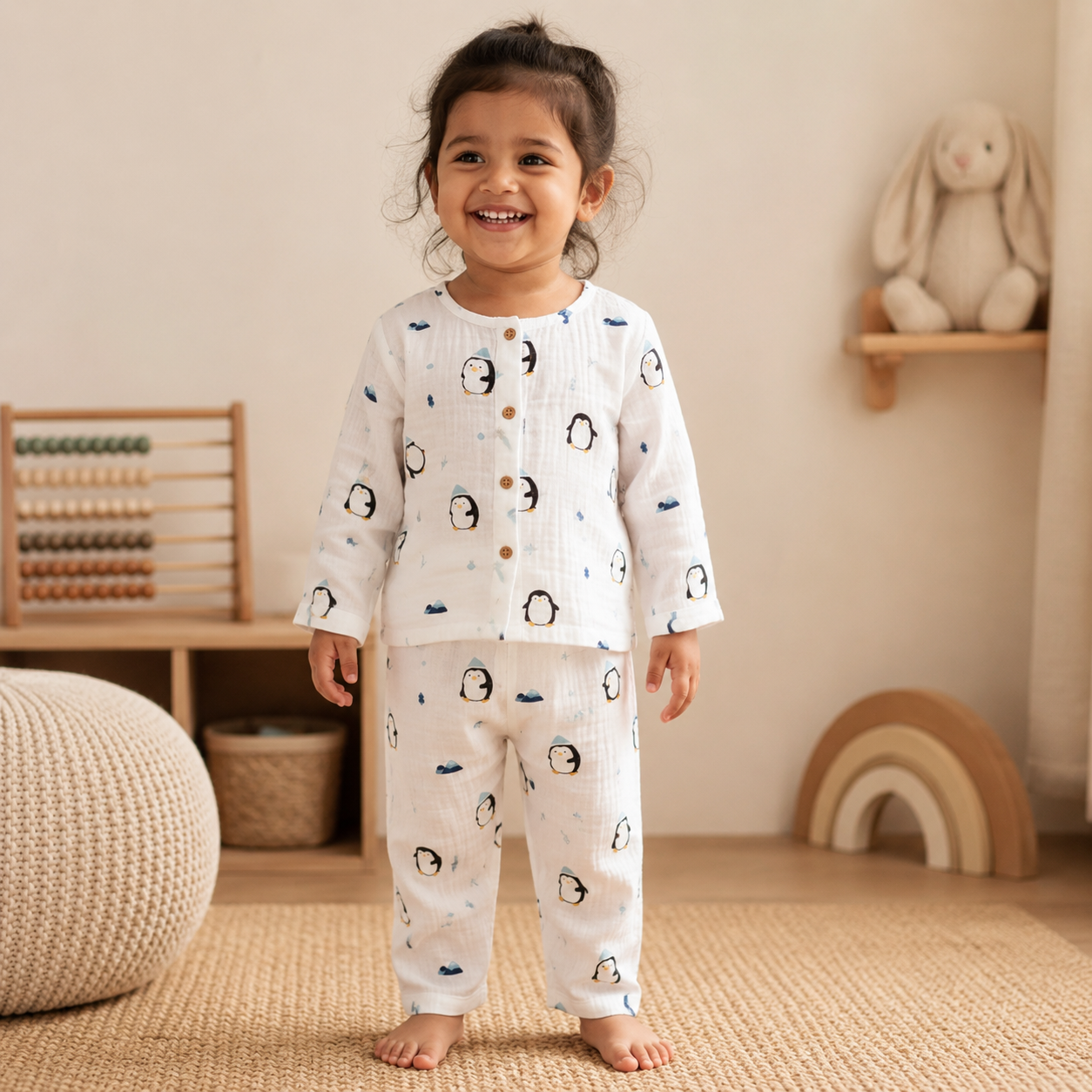 Penguin - Muslin Full Sleeve Sleep Suit for kids (Unisex)