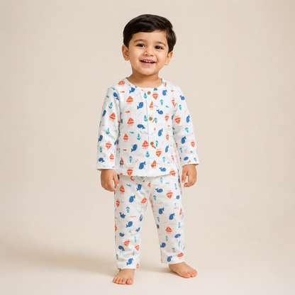 Dolphin - Muslin Full Sleeve Sleep Suit for kids (Unisex)