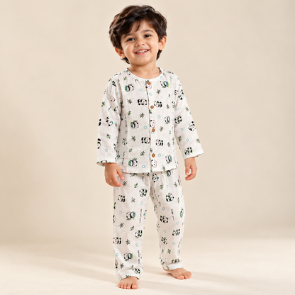 Cute Panda - Muslin Full Sleeve Sleep Suit