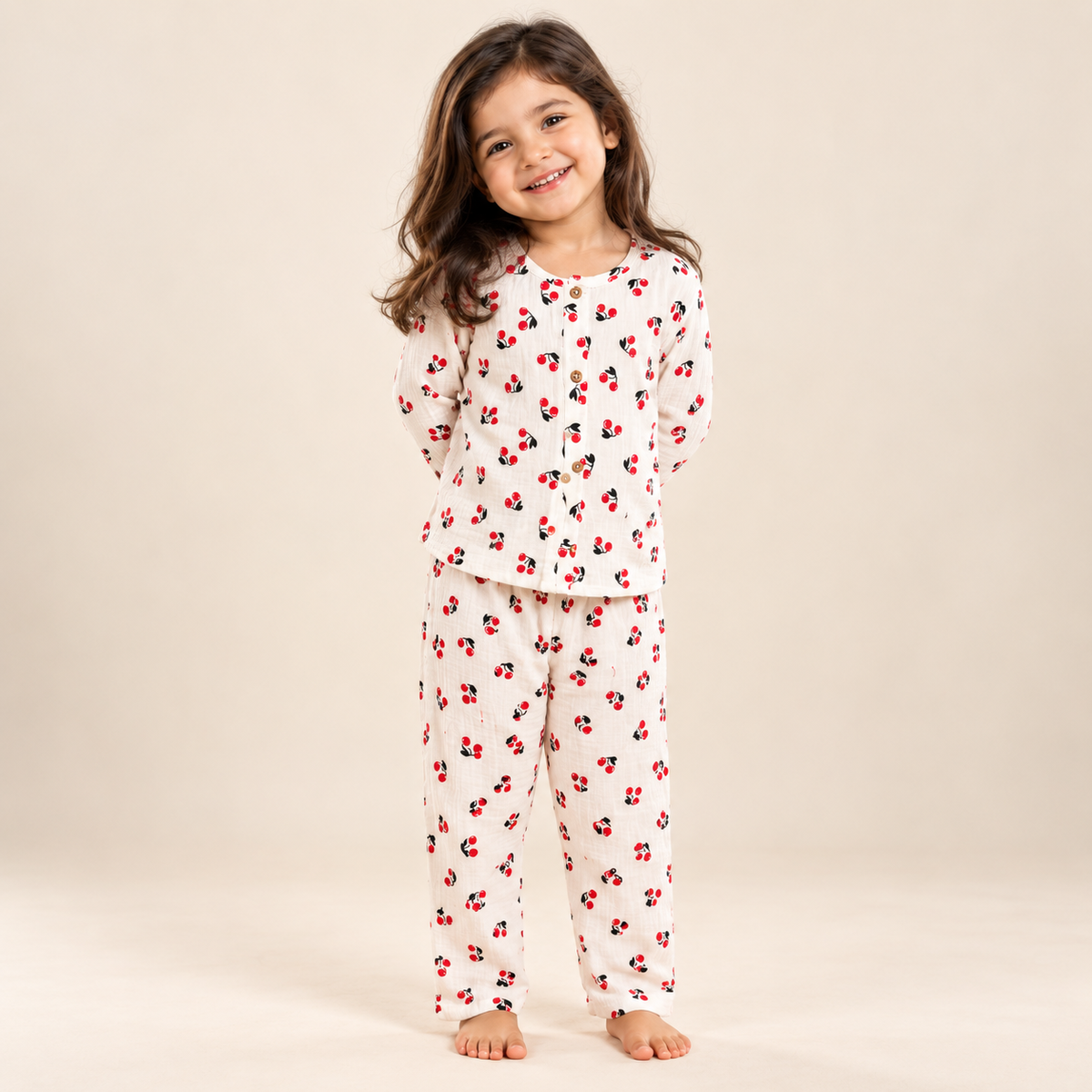 Cherry - Muslin Full Sleeve Sleep Suit