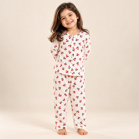 Cherry - Muslin Full Sleeve Sleep Suit