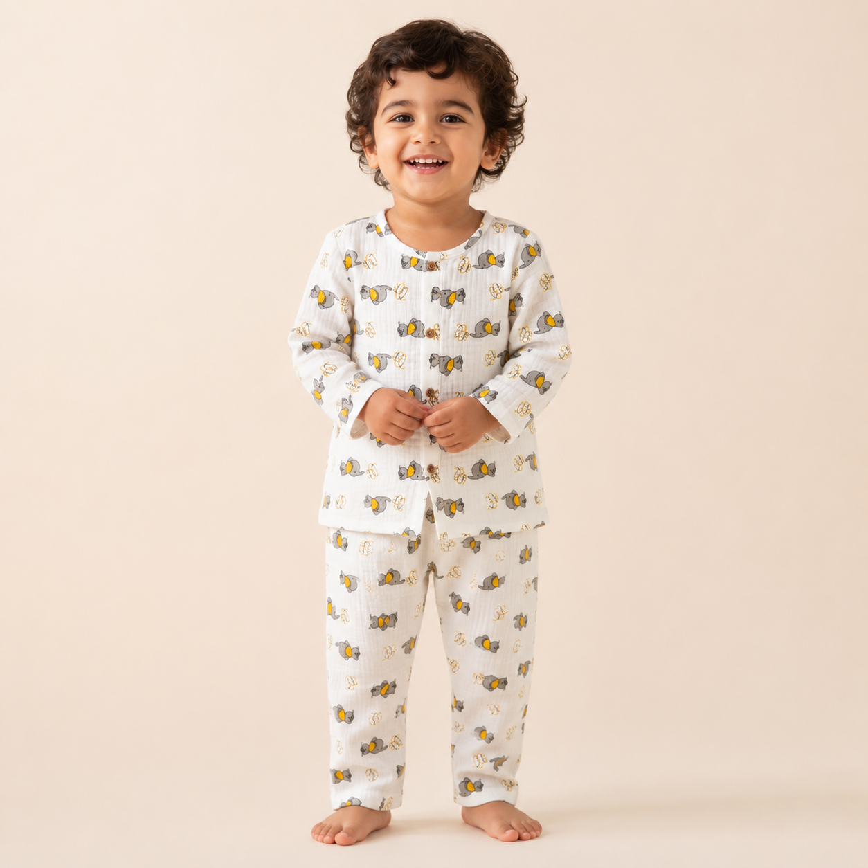 Sleepy Elephant - Muslin Full Sleeve Sleep Suit for kids (Unisex)
