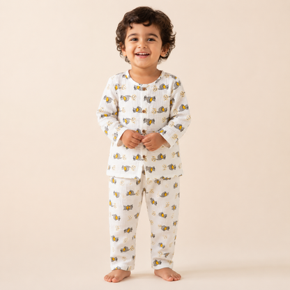 Sleepy Elephant - Muslin Full Sleeve Sleep Suit for kids (Unisex)
