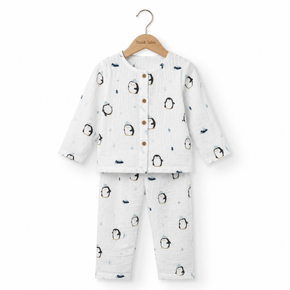 Penguin - Muslin Full Sleeve Sleep Suit for kids (Unisex)