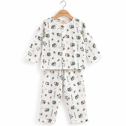 Cute Panda - Muslin Full Sleeve Sleep Suit