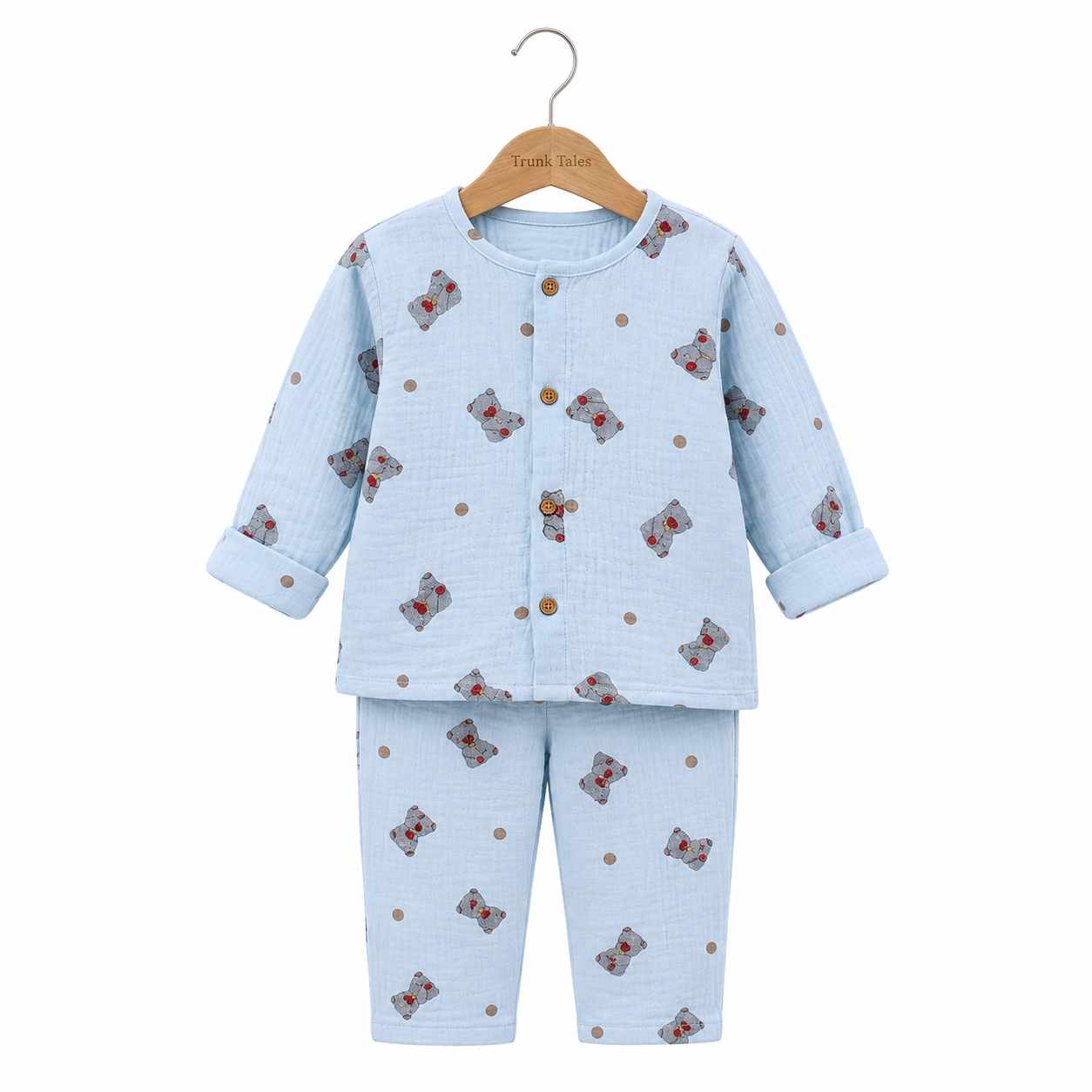 Bear - Muslin Full Sleeve Sleep Suit for kids (Unisex)