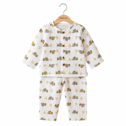 Sleepy Elephant - Muslin Full Sleeve Sleep Suit for kids (Unisex)
