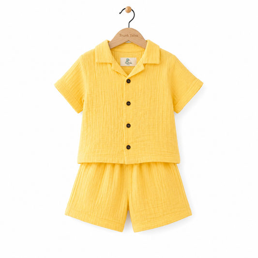 Organic Muslin Coord Set - Yellow