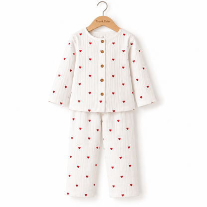 Hearts - Muslin Full Sleeve Sleep Suit