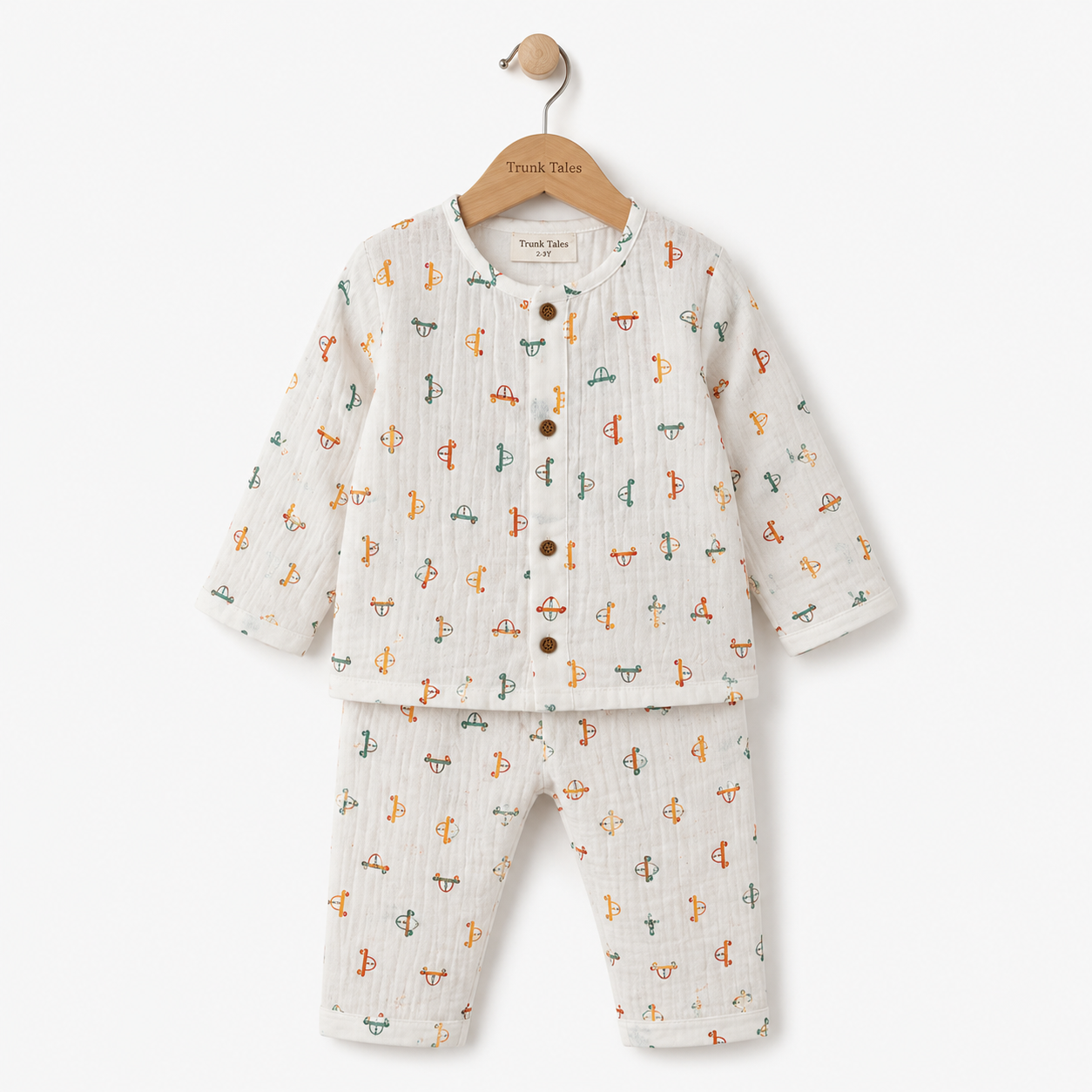 Crazy Car - Muslin Full Sleeve Sleep Suit for kids (Unisex)