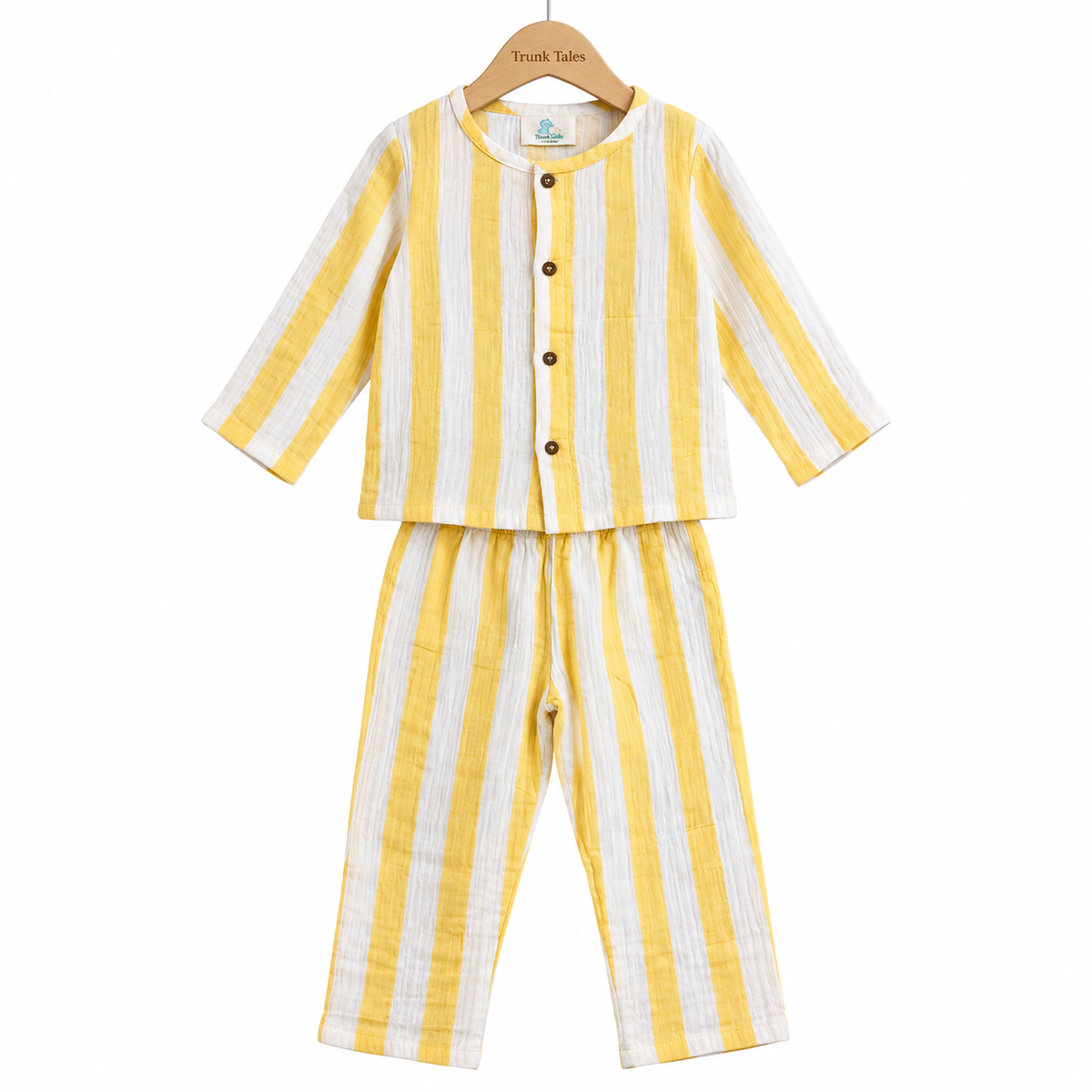 Yellow Strips - Muslin Full Sleeve Sleep Suit