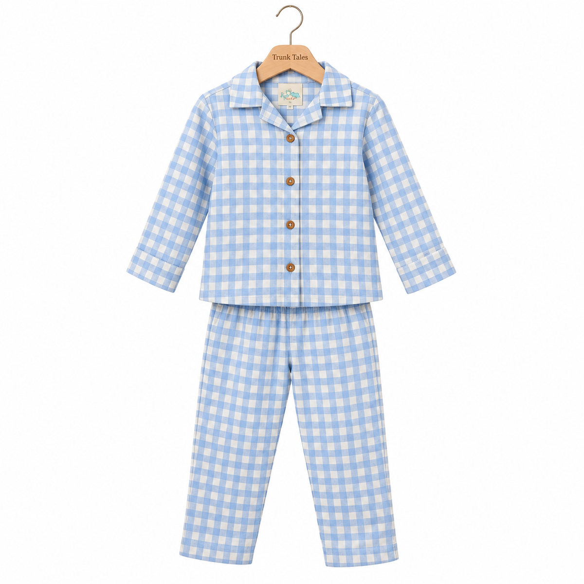 Blue Checks - Muslin Full Sleeve Sleep Suit