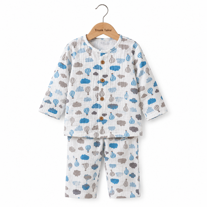 Hot Air Balloon - Muslin Full Sleeve Sleep Suit for kids (Unisex)