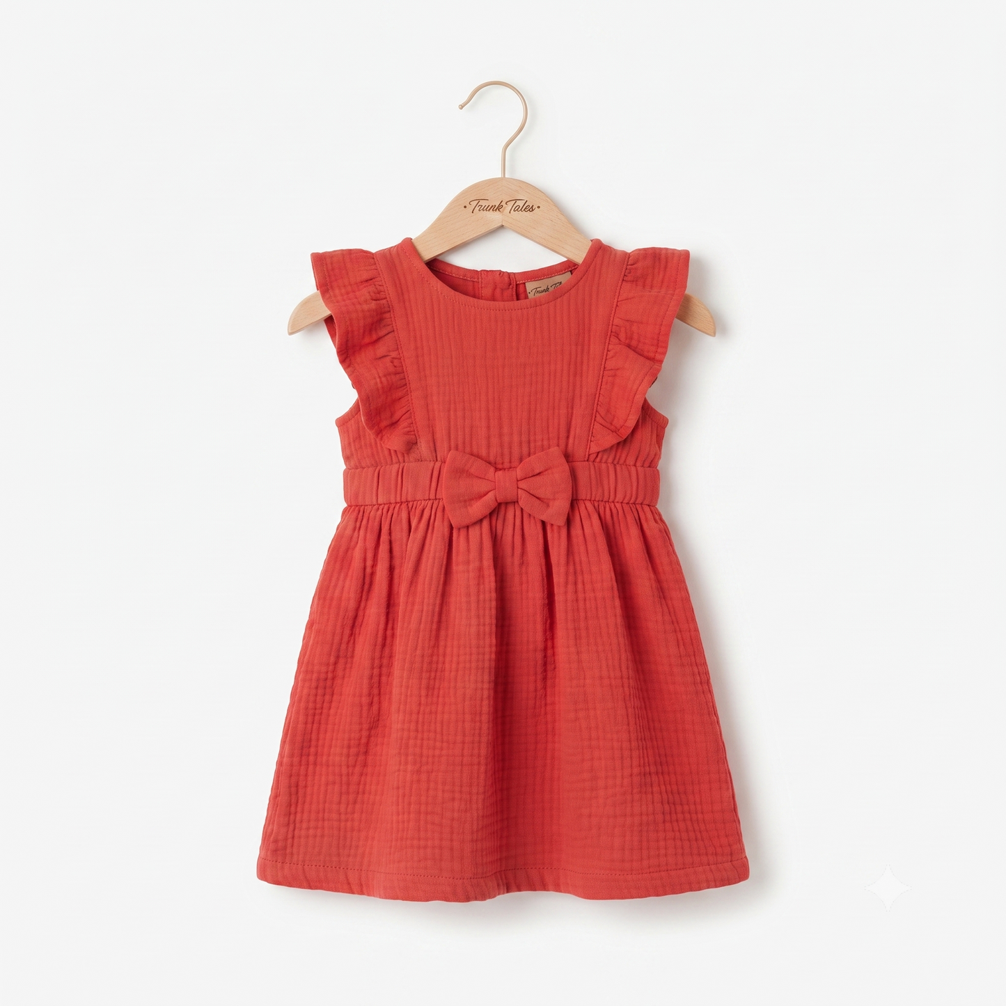 Crinkled Muslin Flutter Sleeve Frock - Pink