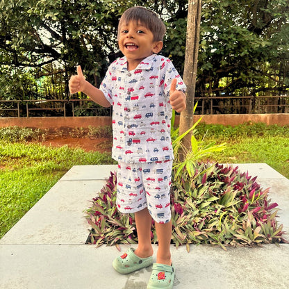Organic Muslin Coord Set - Cars and Trucks