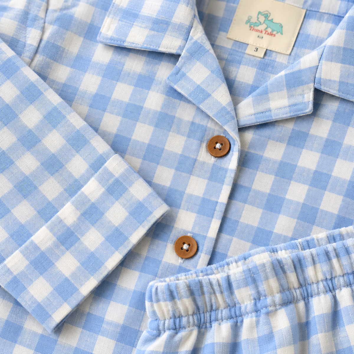 Blue Checks - Muslin Full Sleeve Sleep Suit