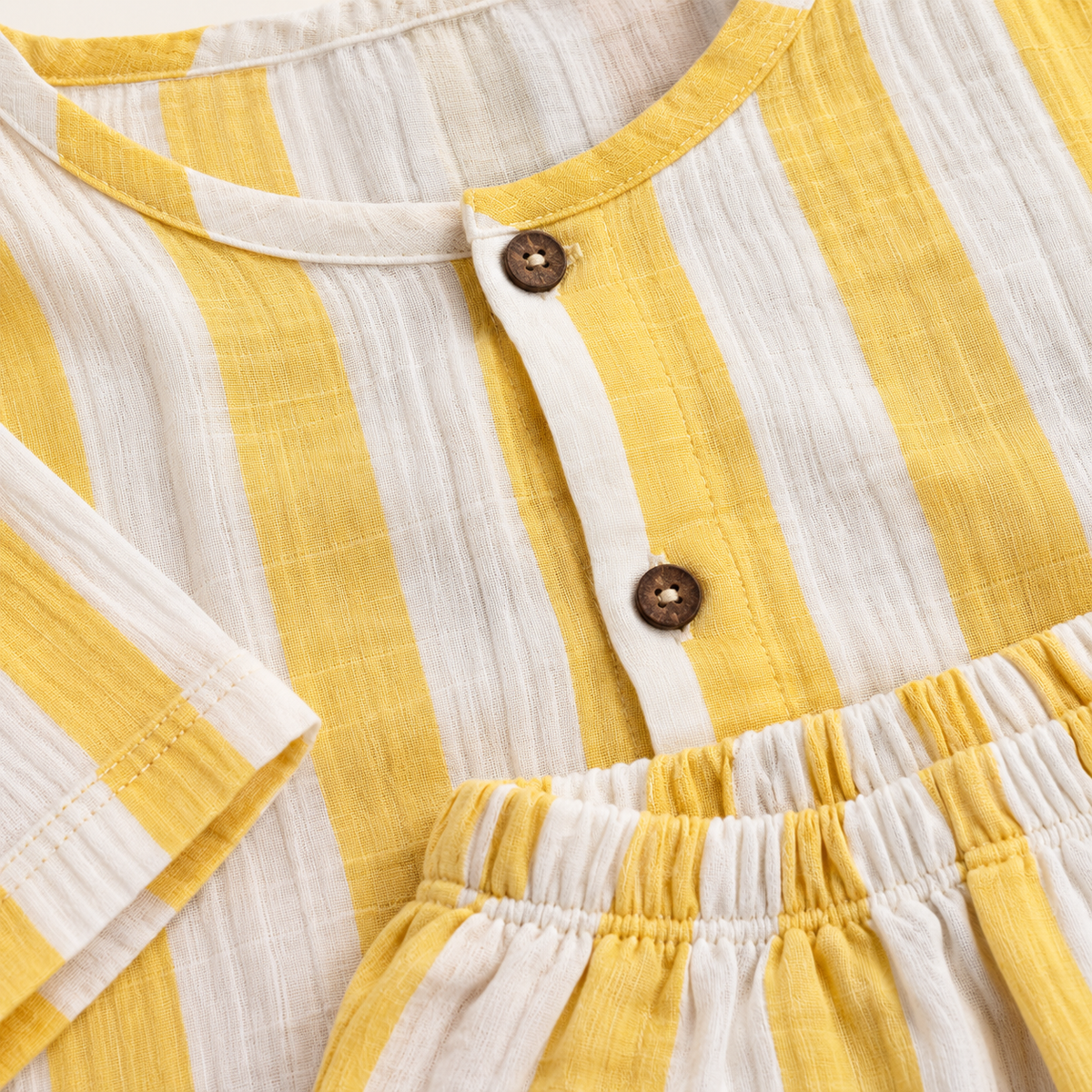 Yellow Strips - Muslin Full Sleeve Sleep Suit
