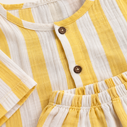 Yellow Strips - Muslin Full Sleeve Sleep Suit