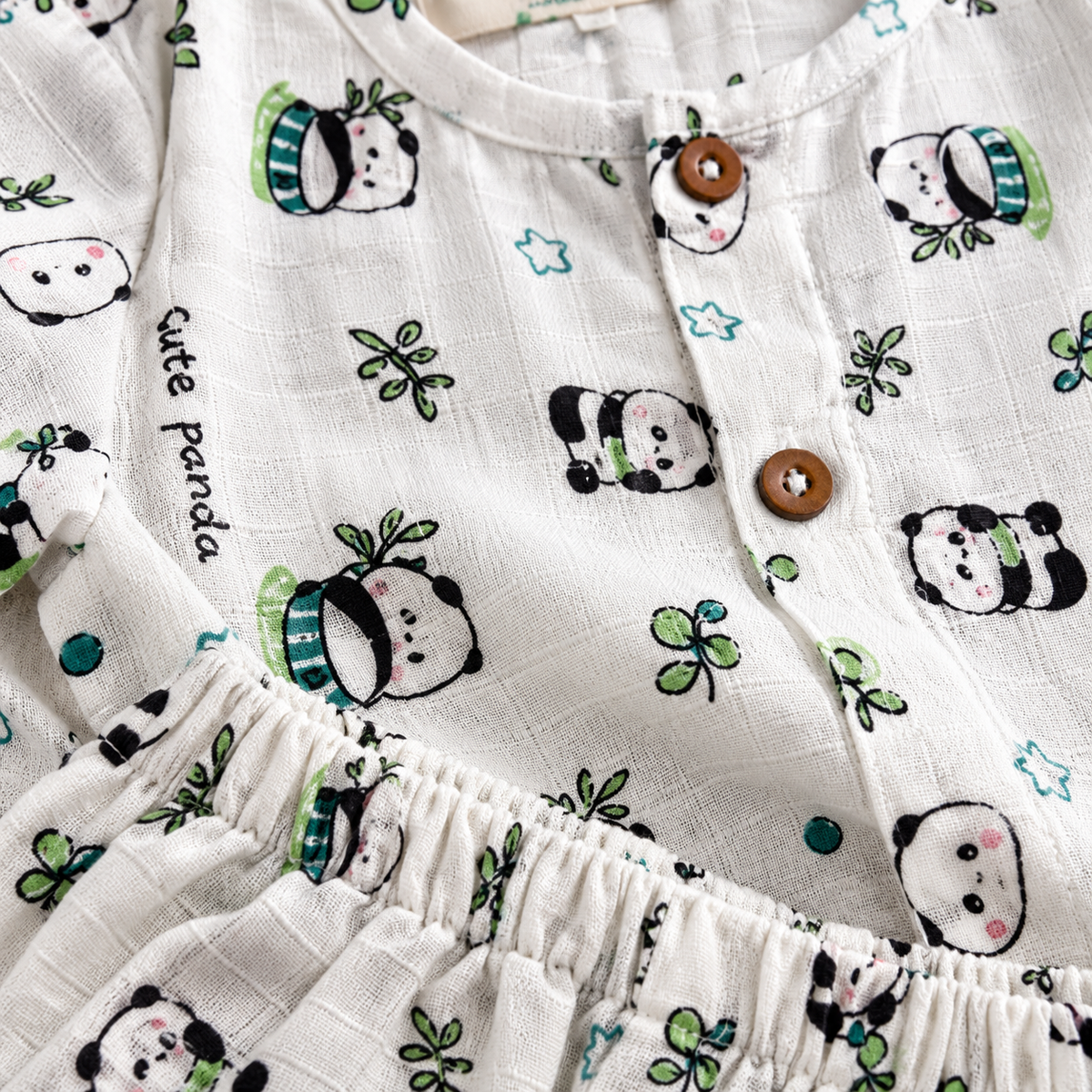 Cute Panda - Muslin Full Sleeve Sleep Suit