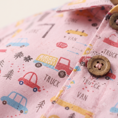 Red Cars Muslin Coord Set
