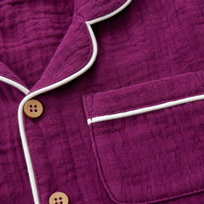 Crinkled Muslin Night Suit - Purple