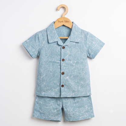 Blue Lines Muslin Coord Set