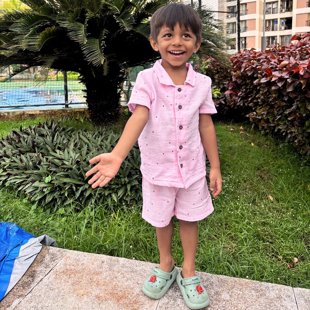 Boys Coord Set Pink Heart