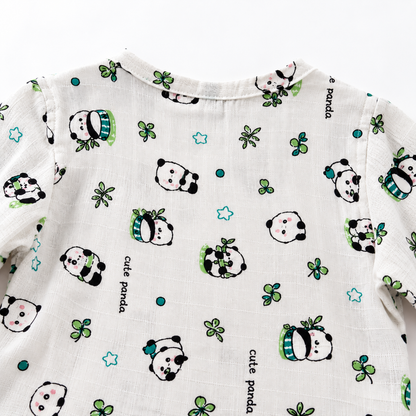 Cute Panda - Muslin Full Sleeve Sleep Suit