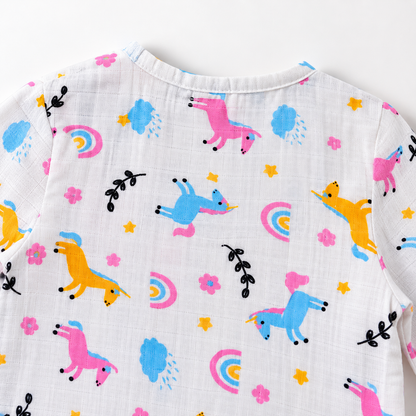 Unicorn - Muslin Full Sleeve Sleep Suit