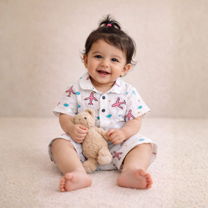 Organic Muslin Coord Set - Aeroplane