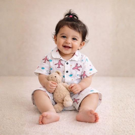 Organic Muslin Coord Set - Aeroplane