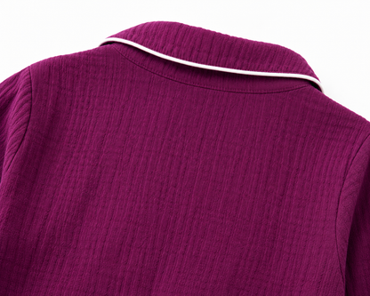 Crinkled Muslin Night Suit - Purple