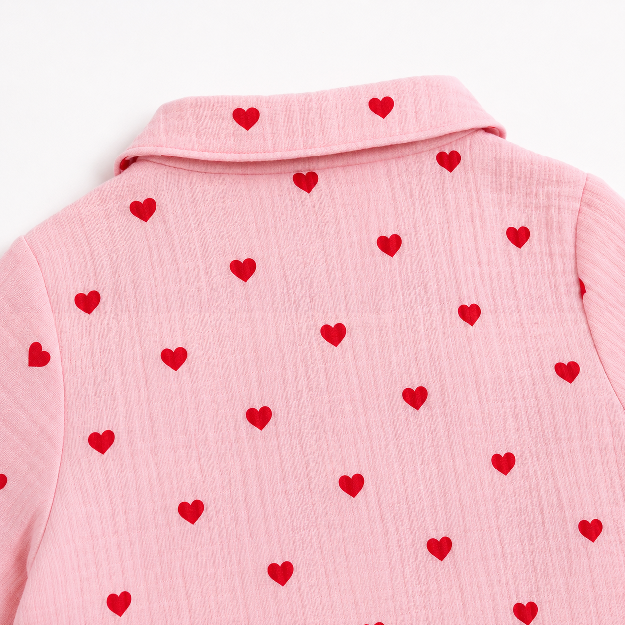 Crinkled Muslin Coord Set - Pink Hearts