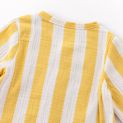 Yellow Strips - Muslin Full Sleeve Sleep Suit