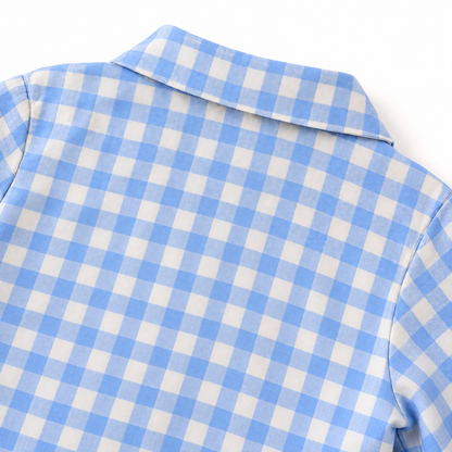 Blue Checks - Muslin Full Sleeve Sleep Suit