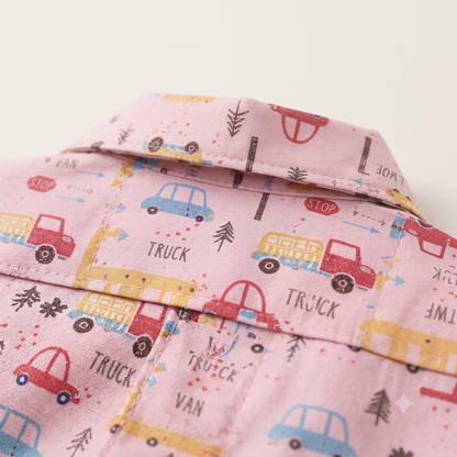 Red Cars Muslin Coord Set