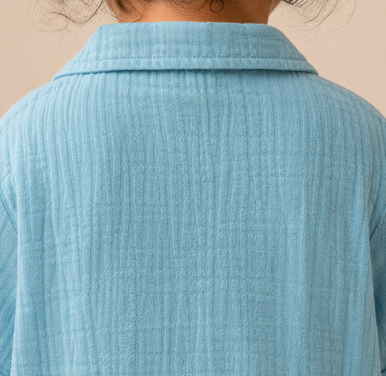 Crinkled Muslin Coord Set - Sky Blue