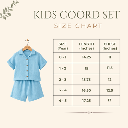 Crinkled Muslin Coord Set - Sky Blue