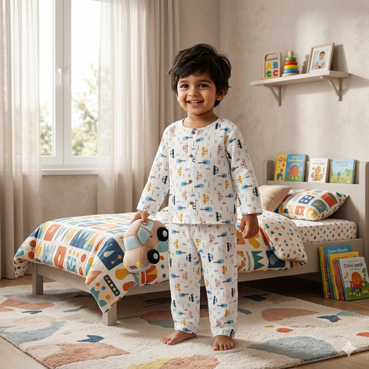 City - Muslin Full Sleeve Sleep Suit for kids (Unisex)