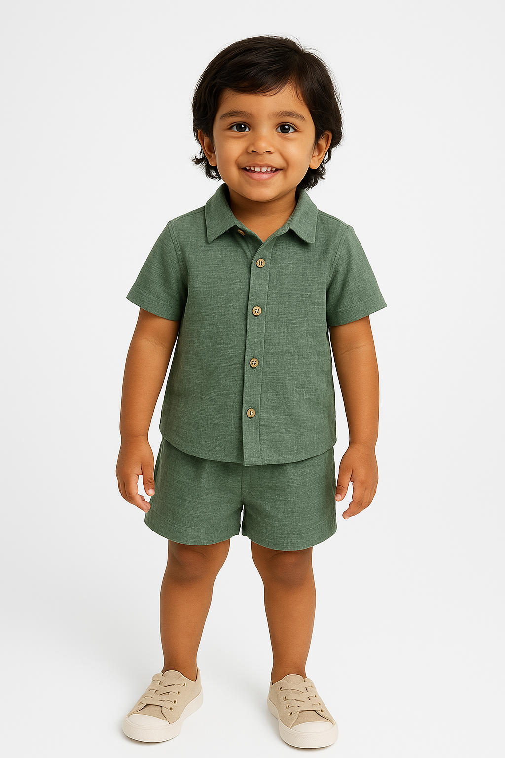 Organic Muslin Coord Set Green