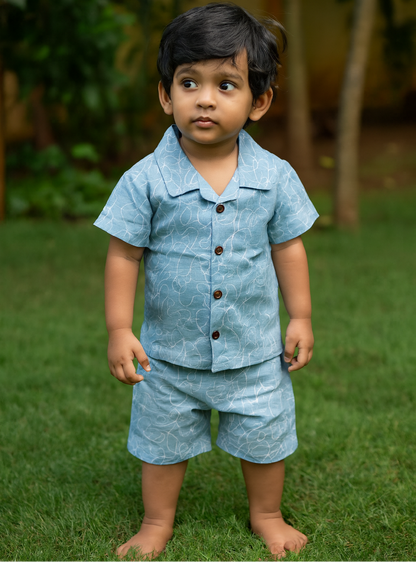 Blue Lines Muslin Coord Set