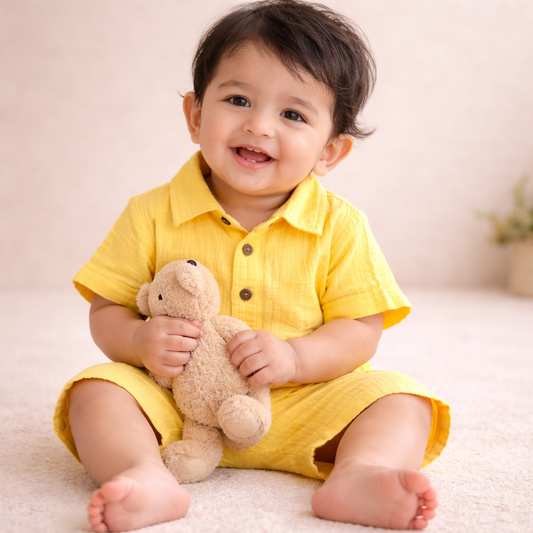 Organic Muslin Coord Set - Yellow