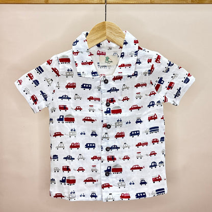 Organic Muslin Coord Set - Cars and Trucks