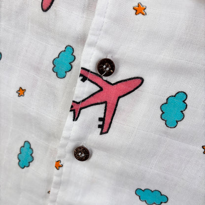 Organic Muslin Coord Set - Aeroplane